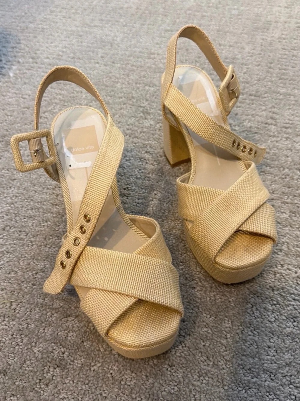 Dolce Vita Beige Platform Block Heel Sandal